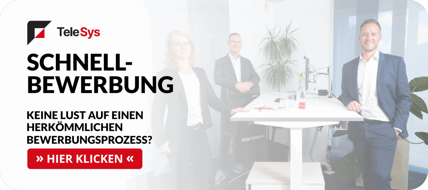 Ein Banner, der ein Bild der Geschäftsleitung zeigt und auf den Schnell-Bewerbungsprozess verweist. Mit Klick auf das Bild kommt man zur Schnellbewerbung.