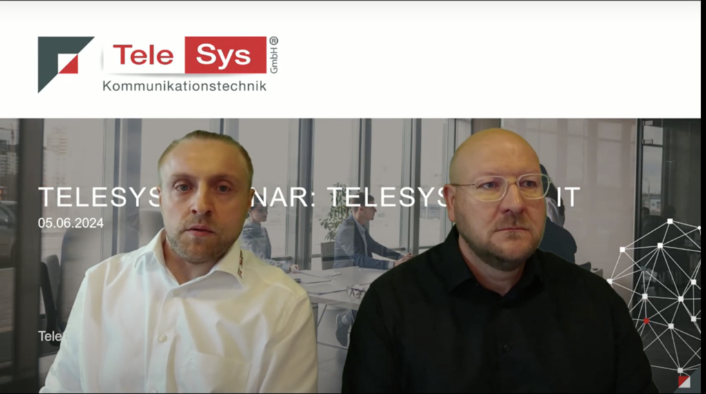 Screenshot der vortragenden Florian Metzner und Christian Weber während des TeleSys goes IT Vortrags