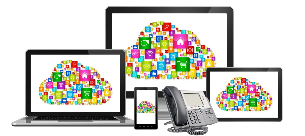 Symbolbild für eine Multi-Device Kommunikation dank der Cloud Telefonie Lösungen von TeleSys